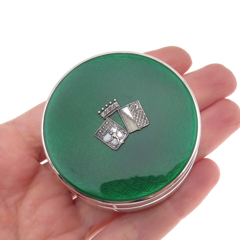 Guido Ciardetti 800 Silver Antique Art Deco Italy Enamel Trinket Box #71